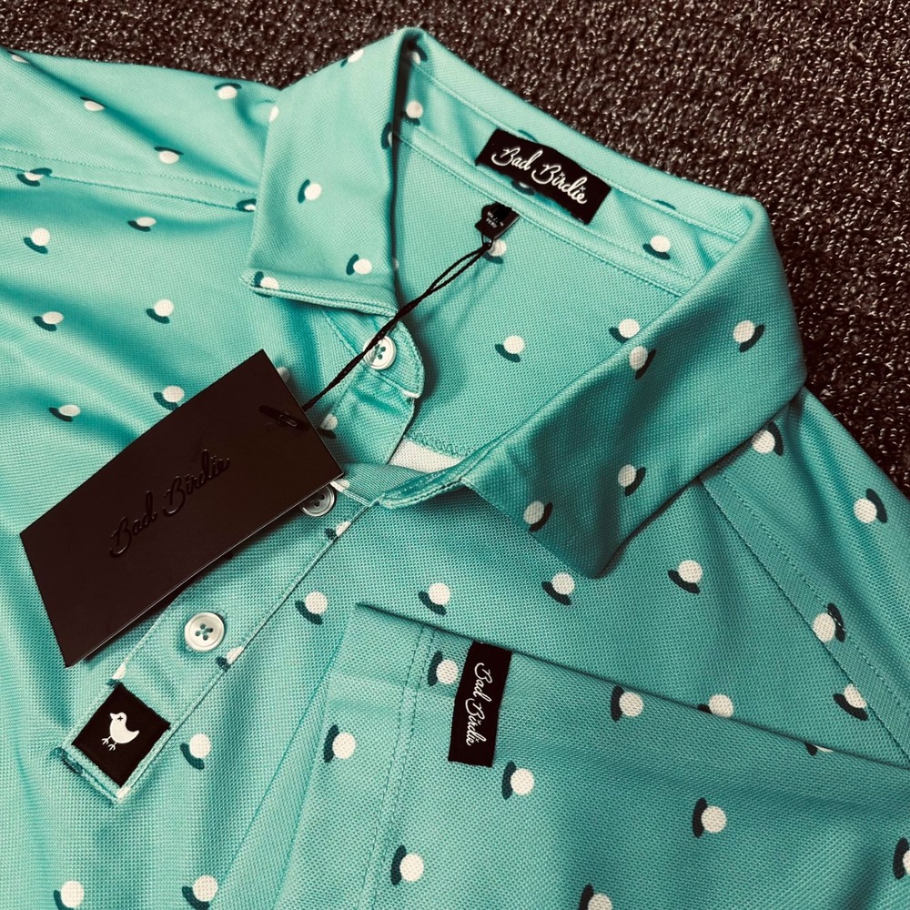 Bad‎ Birdie Polo Shirt Mens Medium Aim Point Dusty Jade Pique Golf Summer NWT